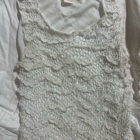 KROCHETTA by PAPILLON WHITE LACE SLEEVELESS TOP. SIZE L - Picture 3 of 4